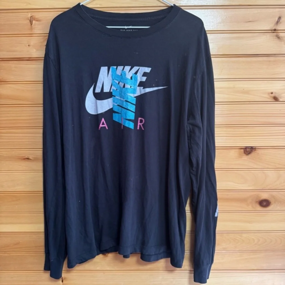 Nike Air Black and Blue Long Sleeve Tee Large